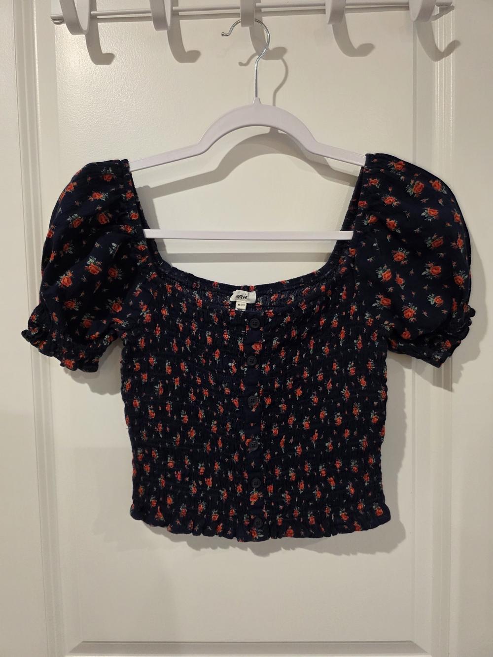 Aerie Puff Sleeve Smocked Top